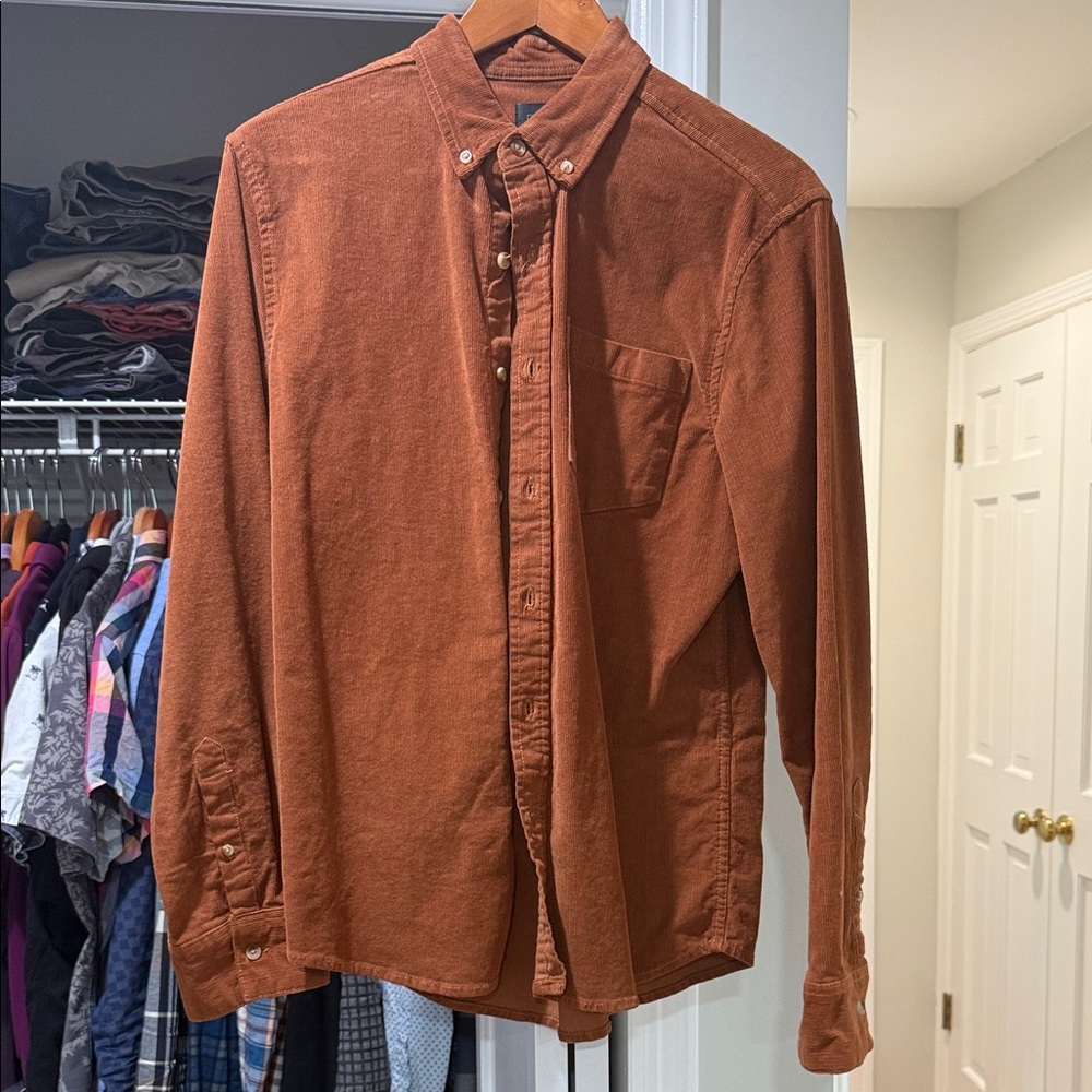 Men's Rust Button-Down Shirt